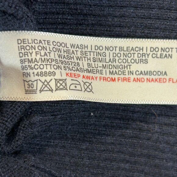 Fat Face Brand Sweater Men's XL Navy Pullover Cashmere Cotton Blend V-Neck UK - Picture 7 of 10